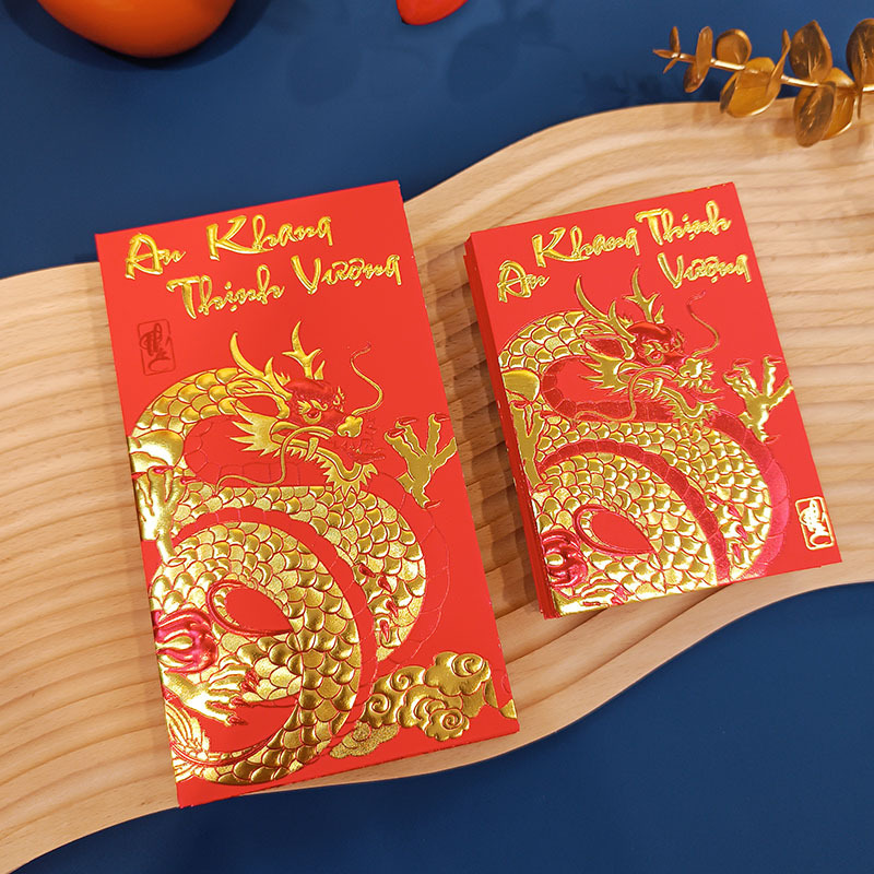 Flower Season Red Envelope Manufacturer Dragon Year Vietnamese New Year Lucky Money Envelope Traditional Lucky Plum Blossom Red Pocket for Lucky Money Wholesale