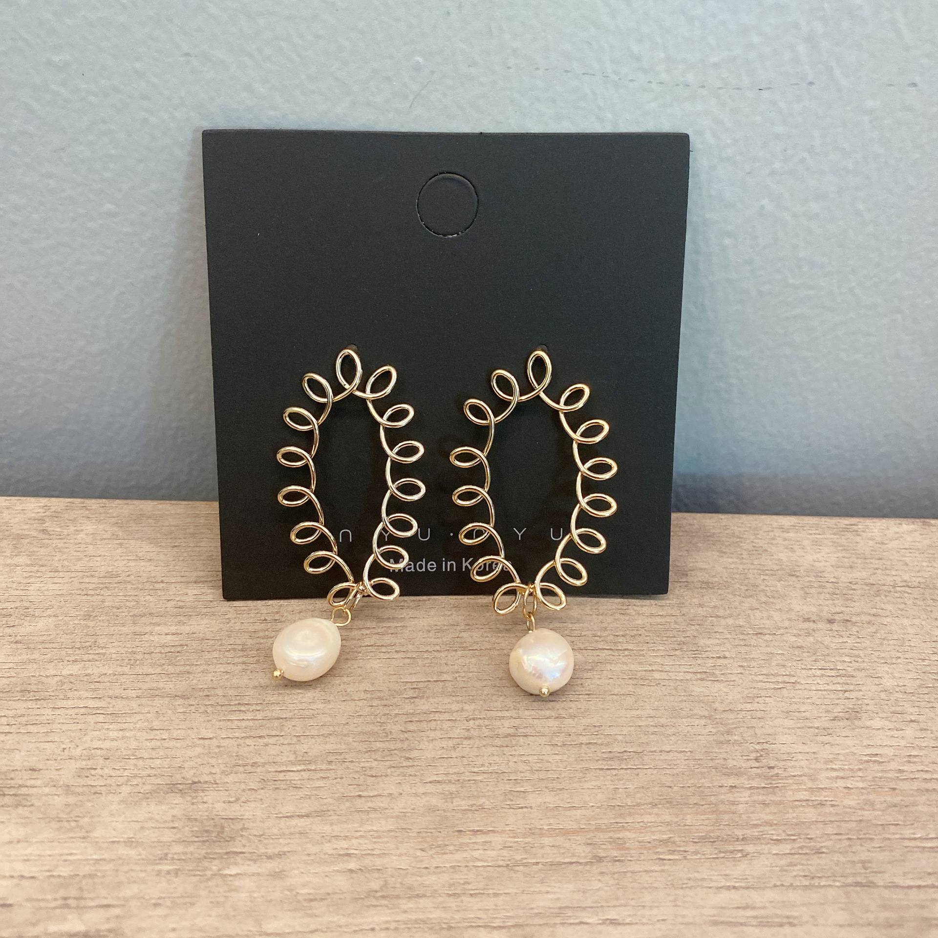 韩国东大门代购同款时螺旋气质天然珍珠耳环耳钉耳饰2022银针