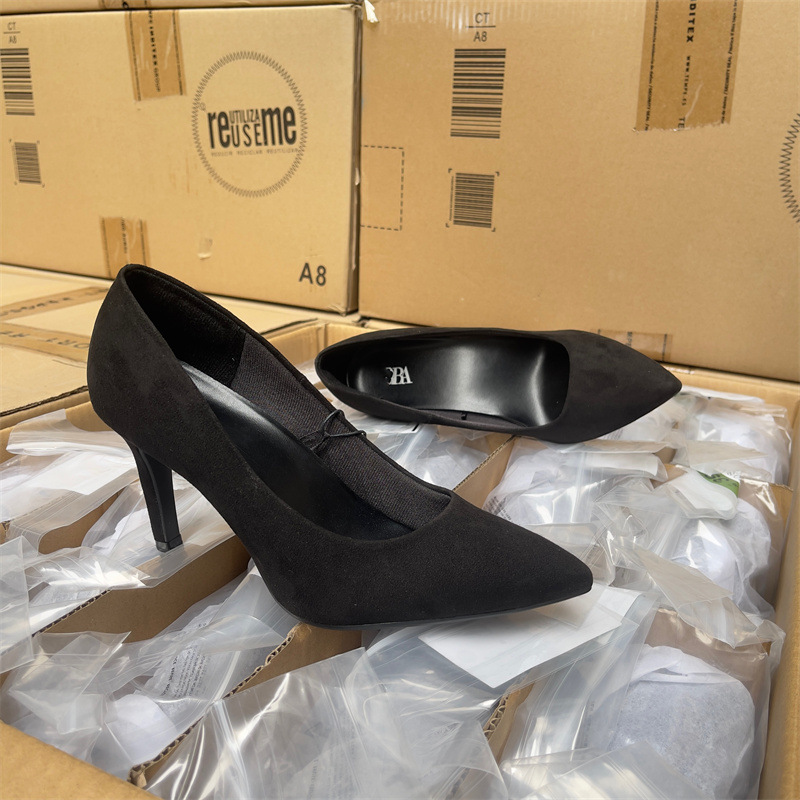 外贸女鞋za经典细跟工作鞋西班牙舒适绒面尖头高跟鞋单鞋-阿里巴巴