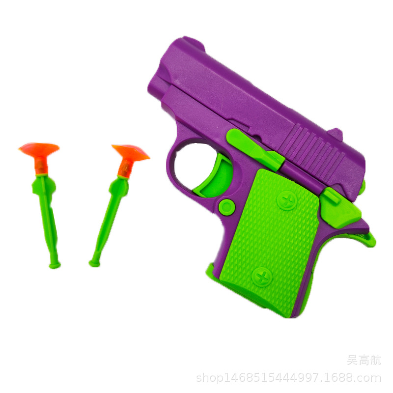 Internet Celebrity 3D Gravity Radish Gun 1911 Baby Pistol Hot-Selling Radish Gun Printing Sucker Soft Bullet Gun Children's Toys