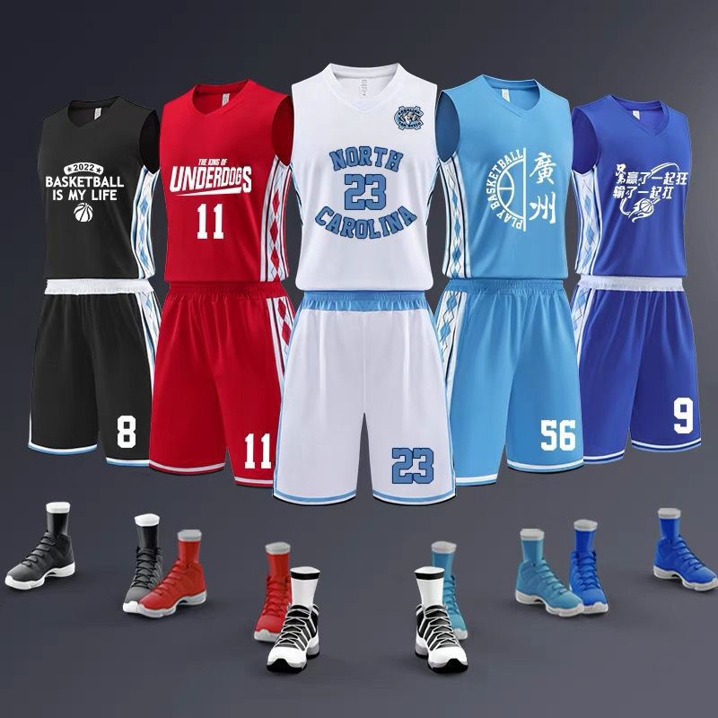 北卡球员篮球服套装夏季大学生运动训练服团购比赛队服印字篮球衣