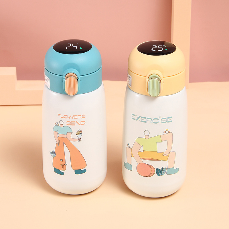 Chubby Pier 316 Stainless Steel Intelligent Temperature Children's Thermos Mug Cartoon Pea Cup LED Touch Display Temperature Cup