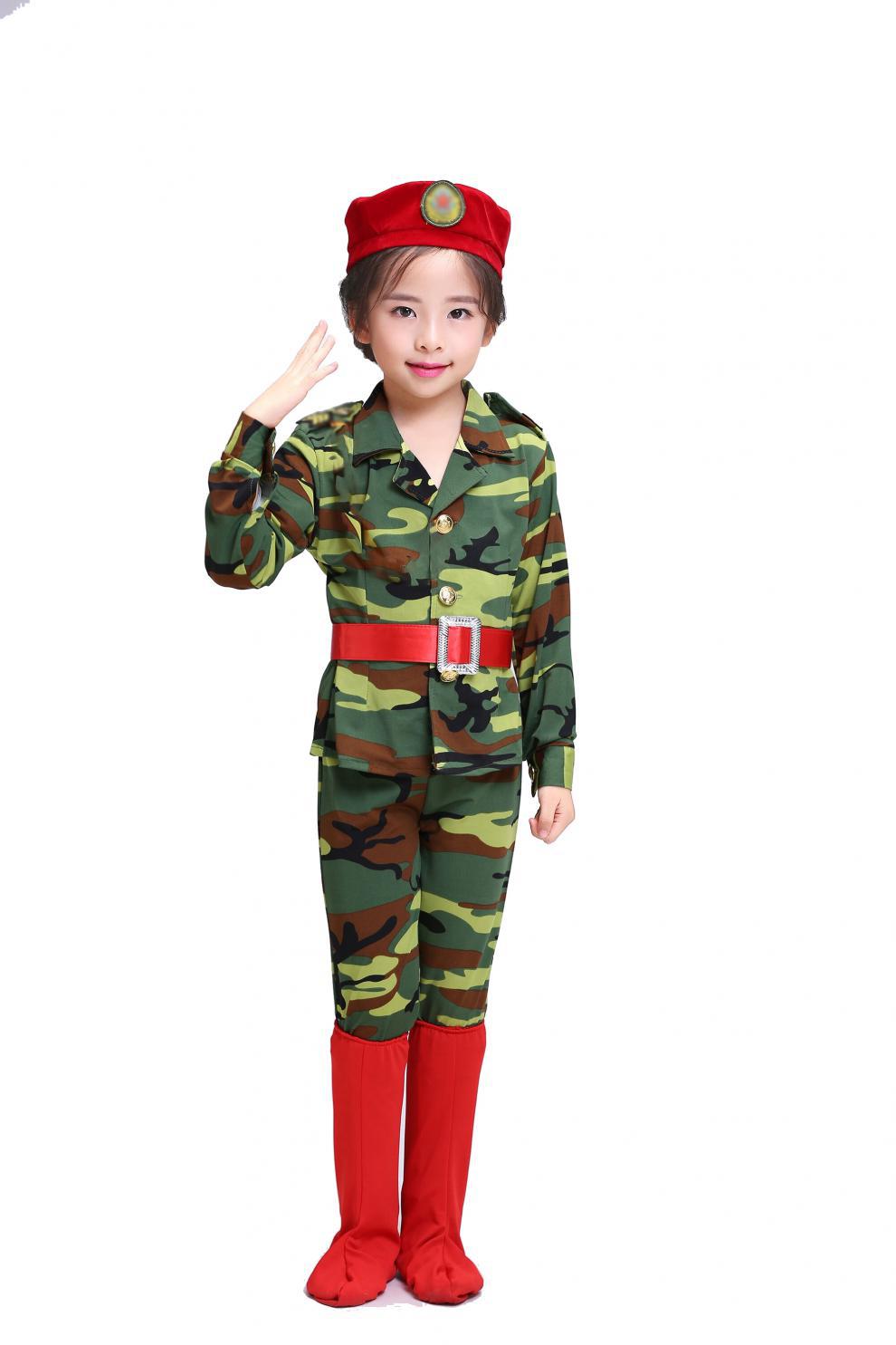 新款儿童迷彩演出服幼儿兵娃娃六一舞蹈会迷彩套装表演服