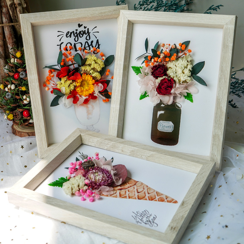 干花相框材料插花摆件画框圣诞节永生花diy亲子团建手工活动沙龙