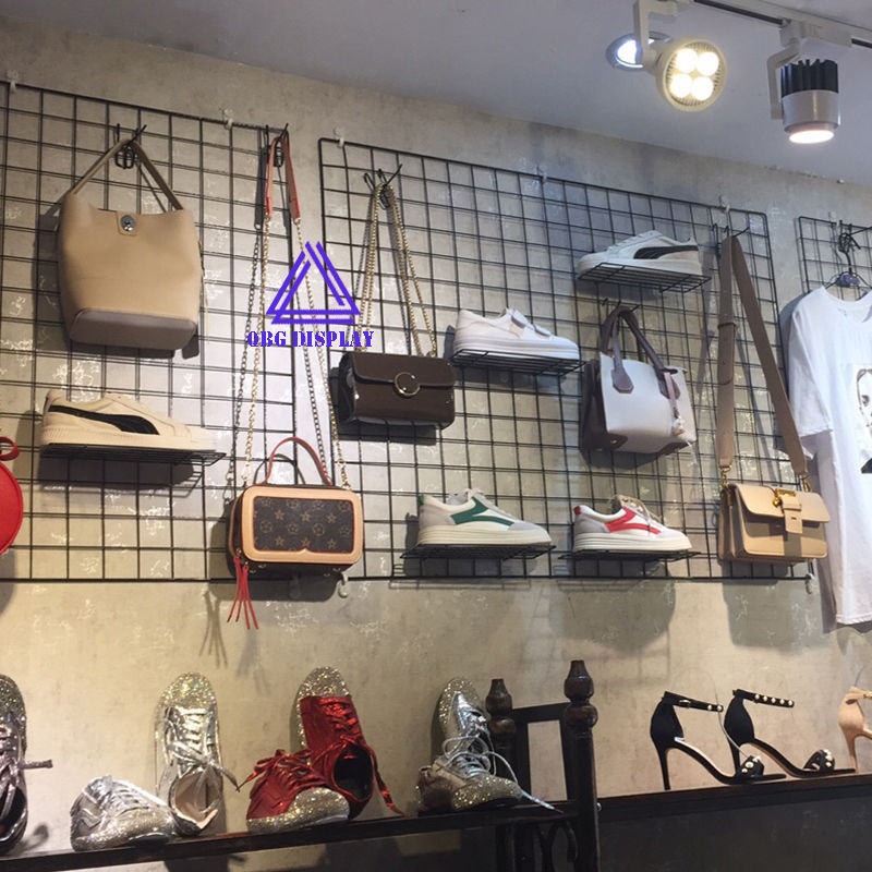 铁网格网片置物架粗铁丝网挂钩收纳货架展示架黑网网架照片墙装饰