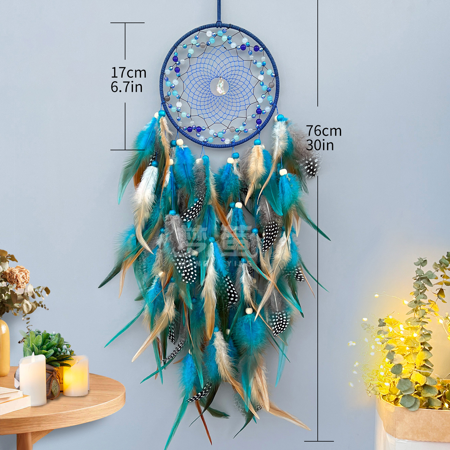 [Mengyi Original] Agate Dreamcatcher Ornaments Colorful Feather Woven Decorations Wall Pendant Exclusive for Cross-Border