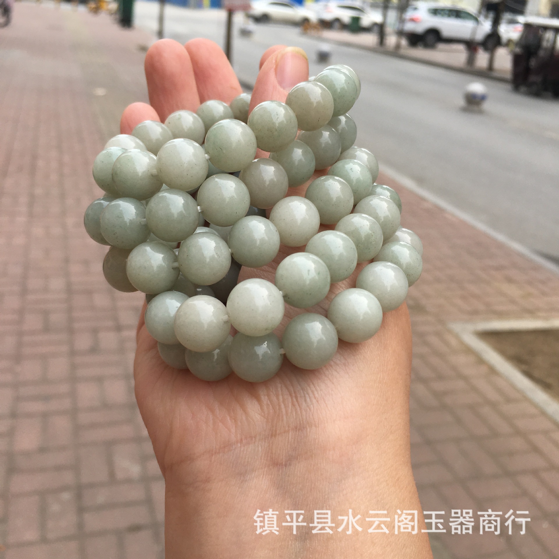 批发内蒙佘太翠手链单圈玉手链翠色佘太翠圆珠手链手串玉器直播货