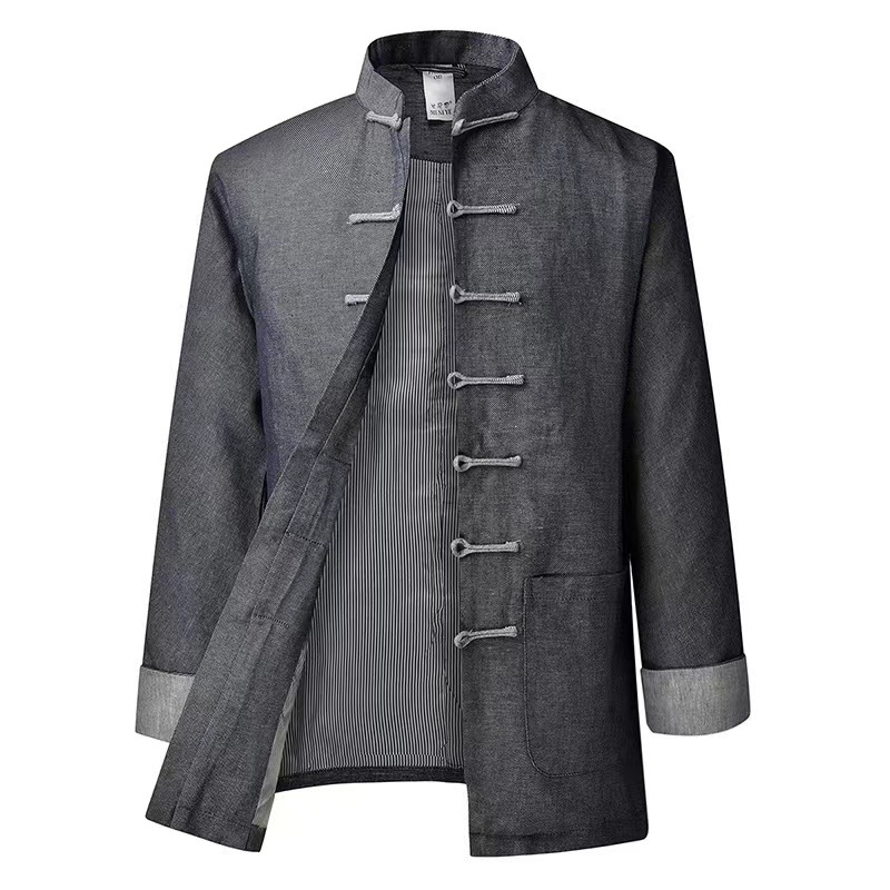 唐装男休闲春秋上衣牛仔外套薄款中国风套装汉服青年中式夹克外套