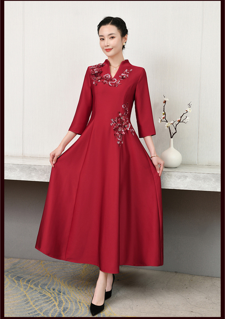 参加婚礼妈妈礼服气质连衣裙春夏喜婆婆结婚宴装年轻平时穿敬酒服