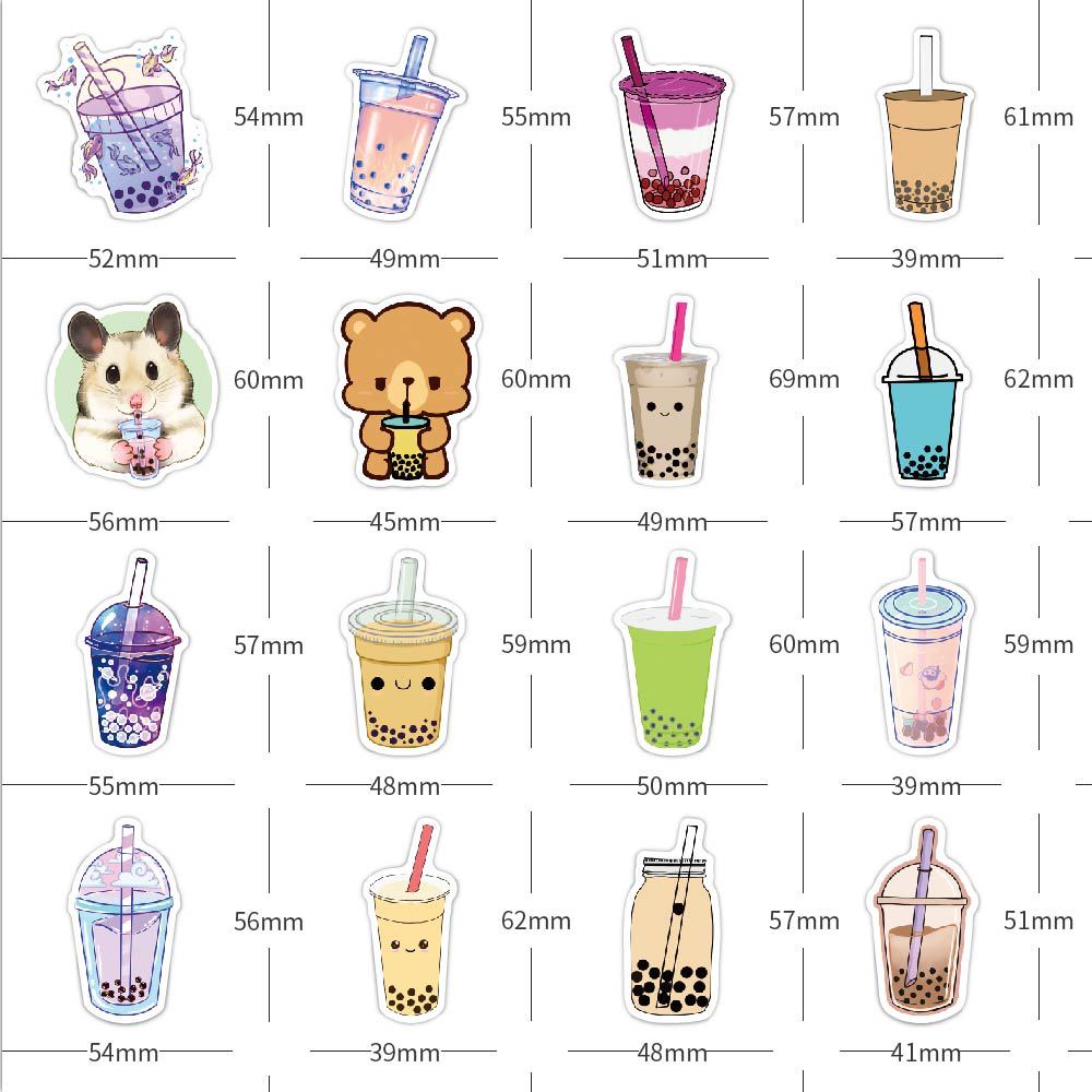100张珍珠奶茶可爱小动物卡通贴纸汽车笔记本行李箱防水贴纸批发