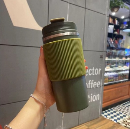 Double-Layer Vacuum Cup Stainless Steel Office Coffee Cup Large Diameter Car Men and Women Student Minimalist Portable Cup