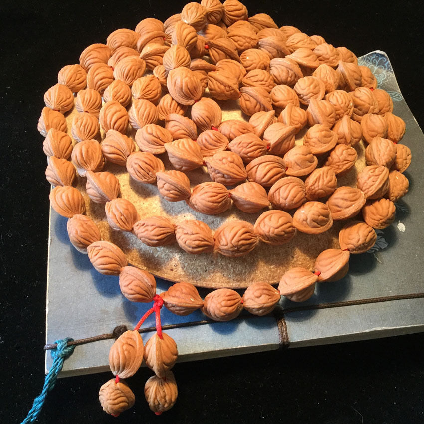 天然野生龙纹小核桃核文玩佛珠特色田园金鱼肚桃核颗颗念珠