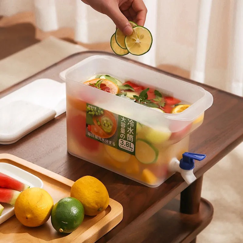 冰箱冷水壶带龙头夏季家用凉水壶大容量塑料水果凉茶壶双龙头冰壶