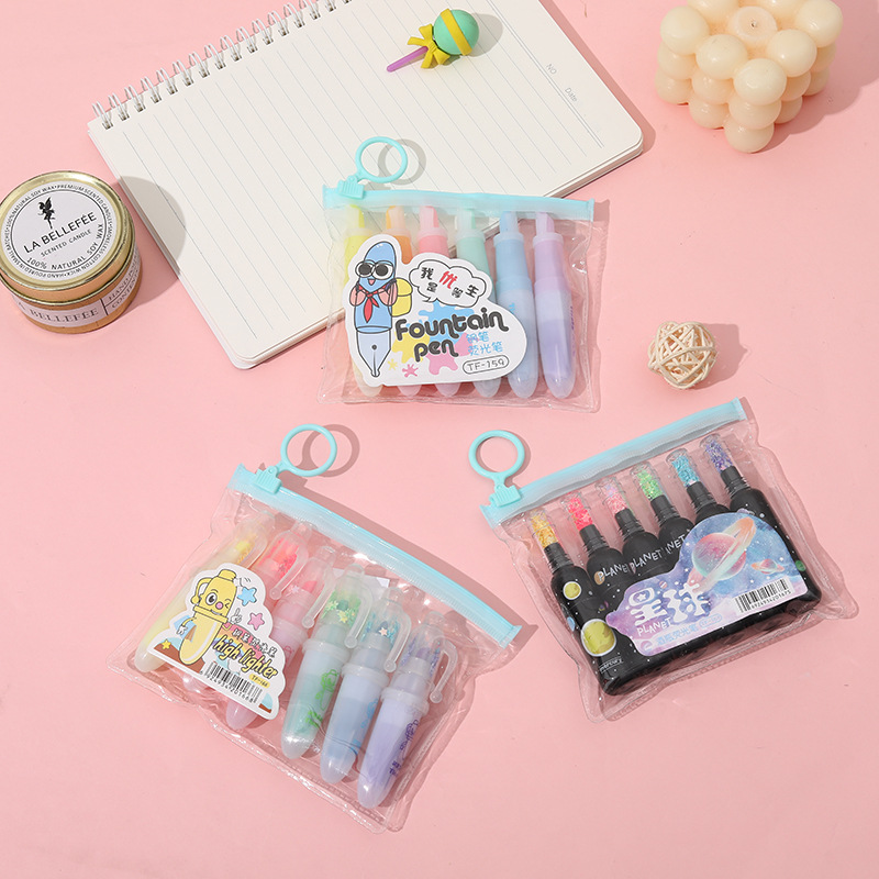 Highlighter mini pill Highlighter color drawing Emphasis pen Marker pen Doodle pen Color pen 6-color set details Picture
