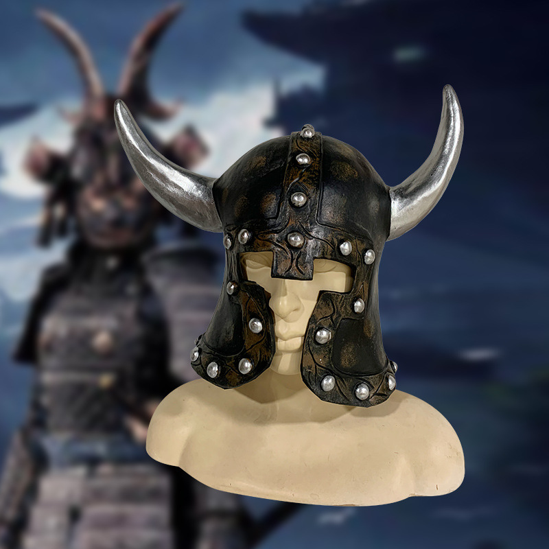 跨境外贸爆款维京人武士头盔中世纪大牛角帽子影视cosplay表演服