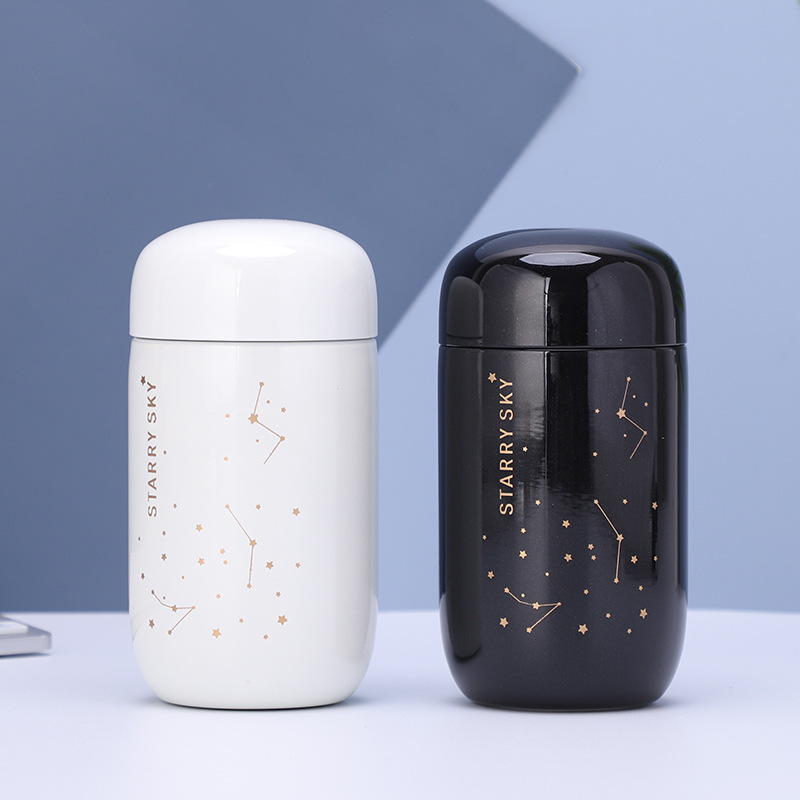 Internet Celebrity Mini Pocket Couple Water Cup Cute Cup for Male and Female Students 304 Stainless Steel Creative Starry Sky Thermos Cup