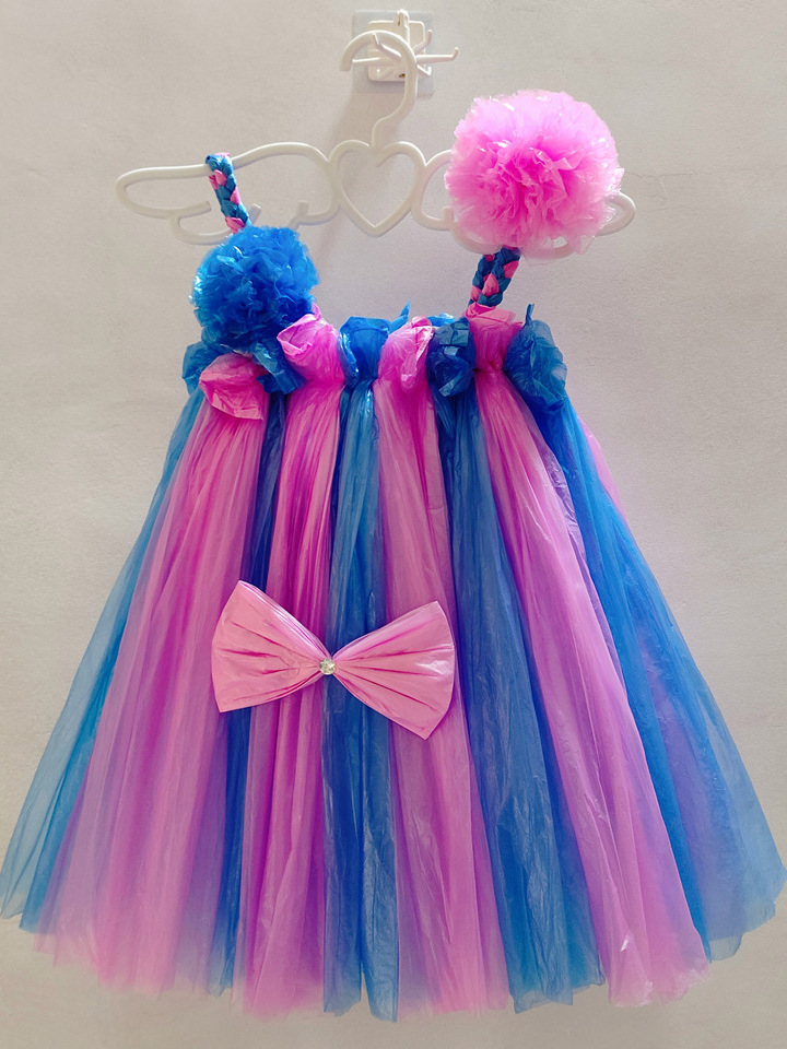 环保时装秀服装儿童六一儿童节幼儿园亲子走秀diy塑料袋演出礼服