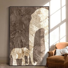 大象挂画沙发背景墙肌理油画客厅落地壁画轻奢过道抽象玄关装饰画
