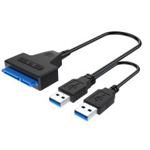 厂家直销双USB3.0转SATA易驱线适于2.5/3.5寸硬盘带12V供电口