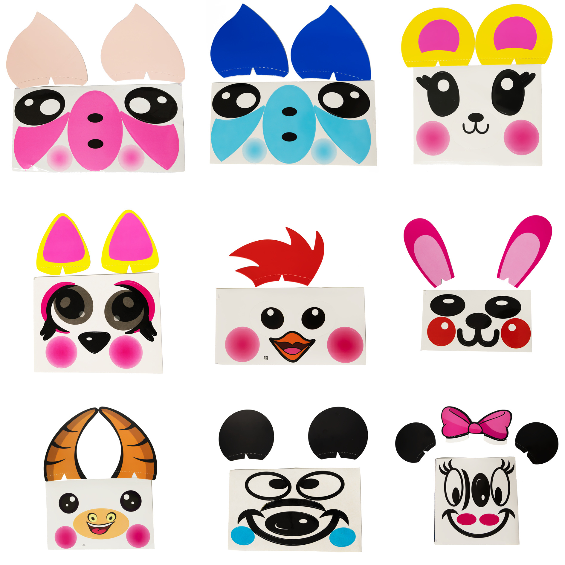 bounce ball stickers large eye cartoon animal shape balloon small pink pig stickers mickey minnie sticker accessories