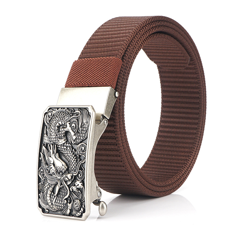 尼龙男皮带韩版青年腰带无牙扣腰带自动扣加长裤带龙头潮现货批发