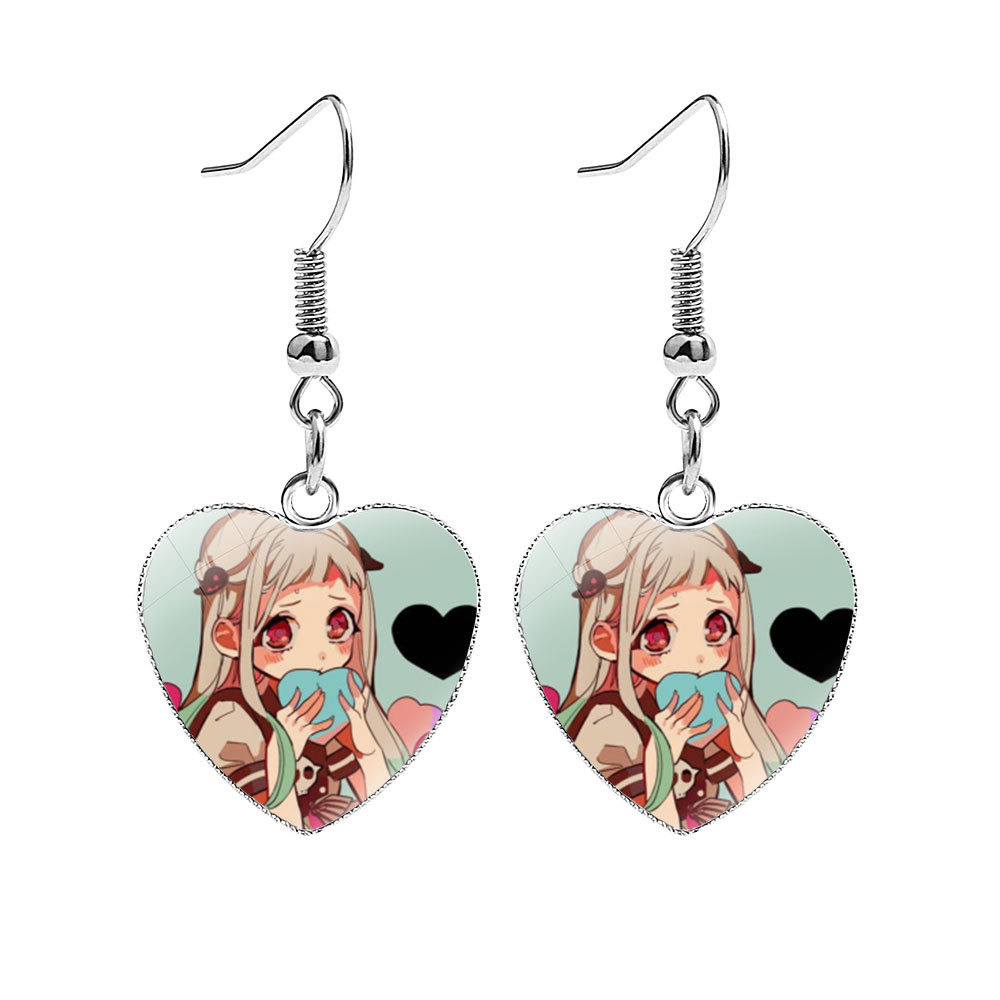 外贸创意水晶动漫配饰 地缚少年花子君心形耳坠桃心耳环耳饰现货