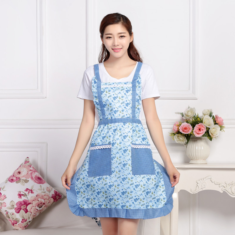 Apron Manufacturer Korean Style Household Kitchen Sleeveless Double Layer Princess Thickened Waterproof Apron Customized Printing Wholesale Advertising Apron