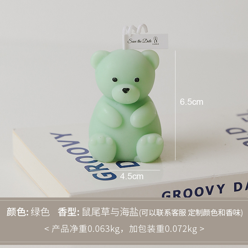 Sitting Bear Candle Wholesale Cartoon Animal Cute Creative Aromatherapy Decoration Handmade Ins Internet Celebrity Birthday Candle