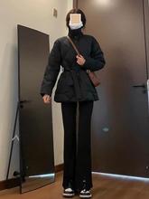 黑色菱格棉衣女冬季2022年新款韩系收腰小个子减龄加厚羽绒棉外套