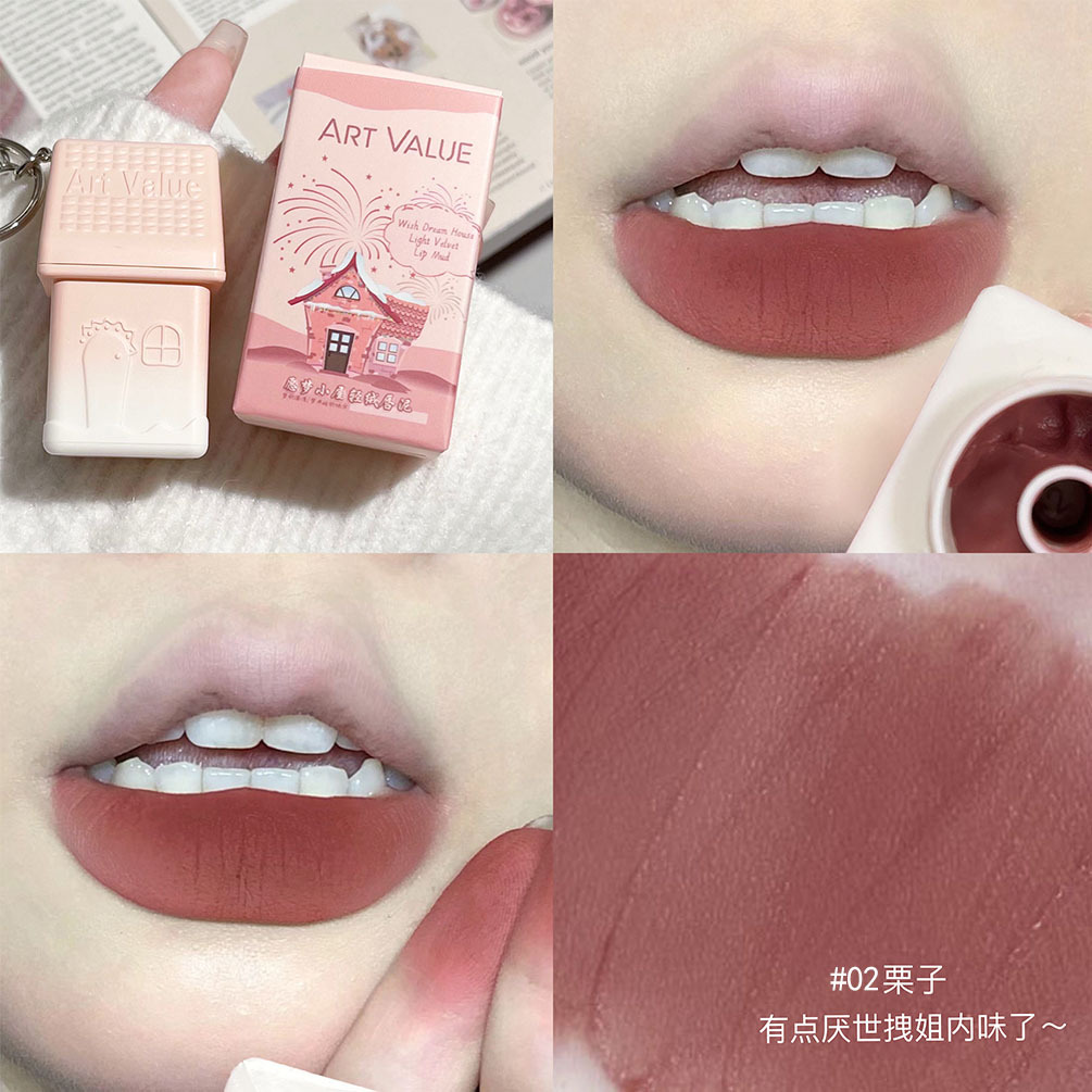 One Bedroom and One Living Room Dream House Lip Lacquer Lip Mud Female Good-looking Silicone Brush Matte Velvet Fake Plain Face White Lipstick