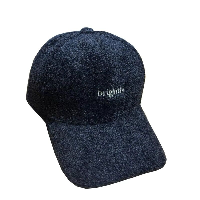 Korean-Style Thick Warm Rabbit Fur Blended Baseball Cap Women's Autumn and Winter Embroidered Letters Fashion Fashion Warm Keeping Peaked Cap