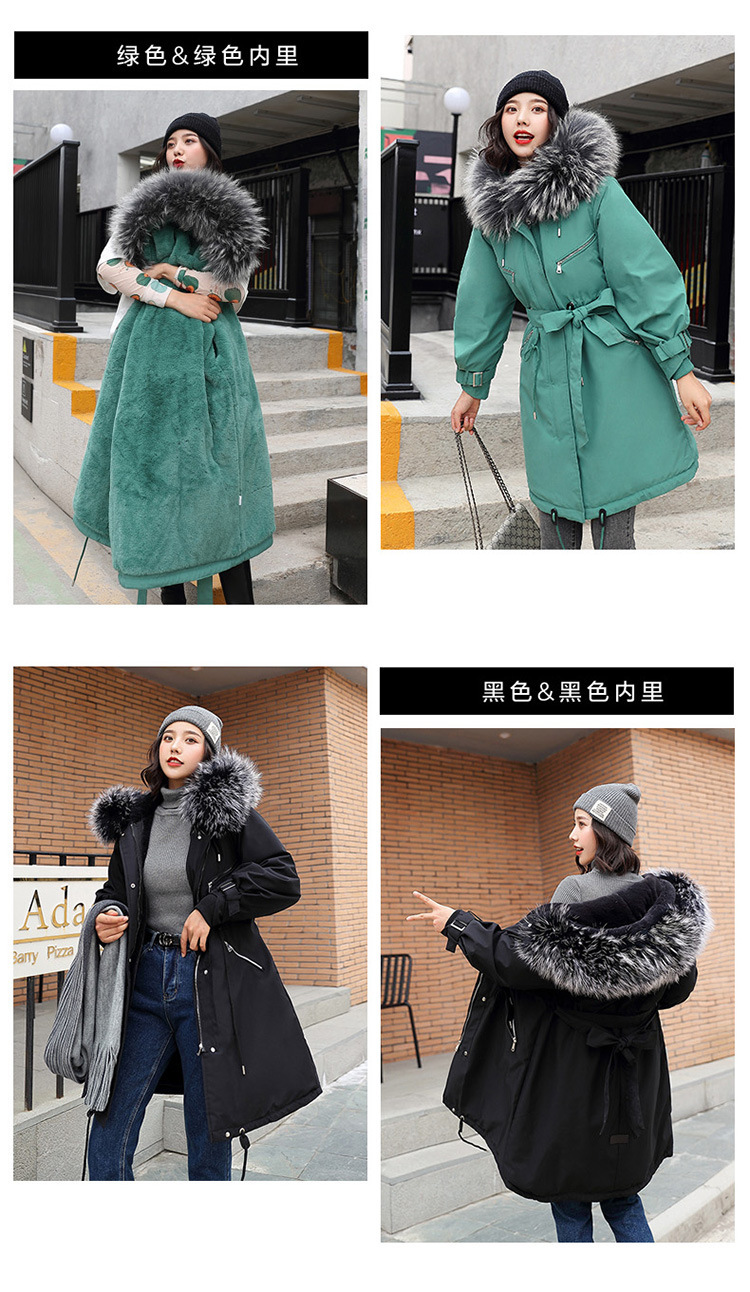 派克服女中长款2019新款女士棉衣修身大毛领绒毛内胆冬季上衣外套