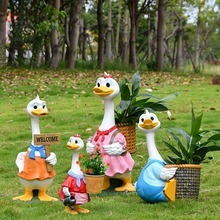 户外花园别墅庭院装饰摆件创意花盆卡通鸭子动物花缸园林景观雕塑