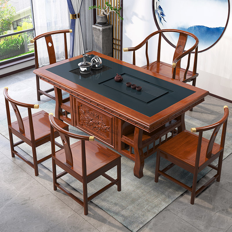 实木茶桌椅组合功夫茶台套装新中式客厅家用办公室茶几泡喝茶桌子