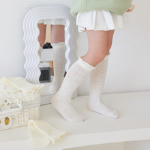 2023夏季新款网眼女童小腿袜暗花浮雕儿童袜子泡泡口堆堆袜