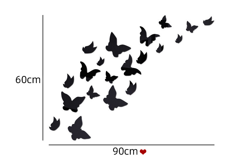 3d亚克力镜面贴蝴蝶飞舞装饰画墙贴墙纸背景墙可搭配衣柜衣帽间