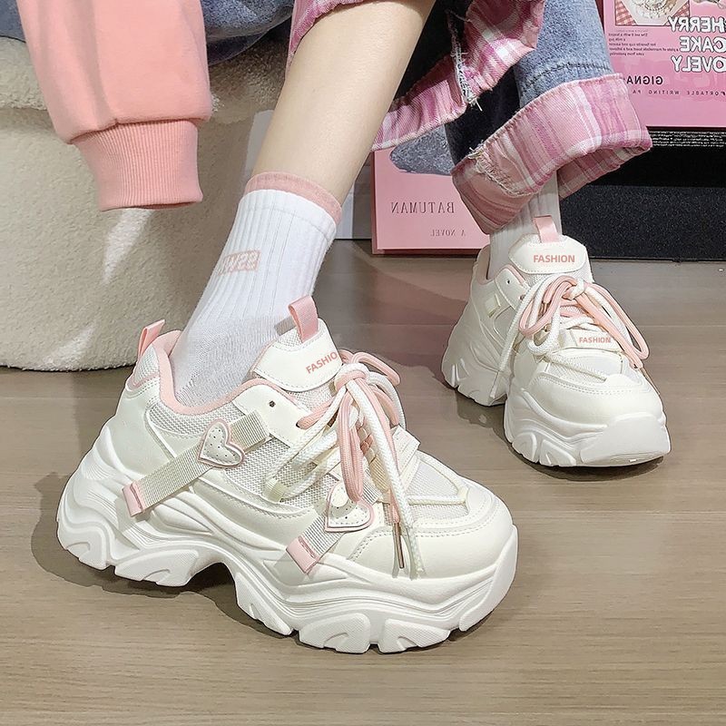 秋季新款运动鞋子女新品小白鞋网面透气小众轻便休闲老爹鞋潮