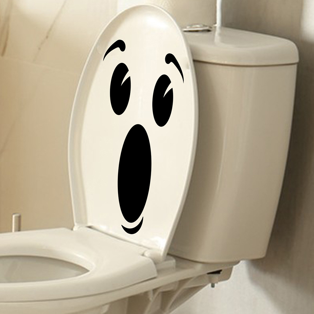 卡通惊恐张口表情卫生间pvc马桶贴纸js-n跨境自粘表情包厕所贴纸