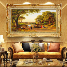 欧式人物风景油画横版客厅沙发背景墙壁画极有家卧室玄关挂画