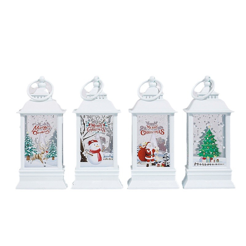 Cross-Border Hot Sale Christmas Four Corners Storm Lantern Customizable Pattern Christmas Holiday Atmosphere Decorative Lights Holiday Gifts Home