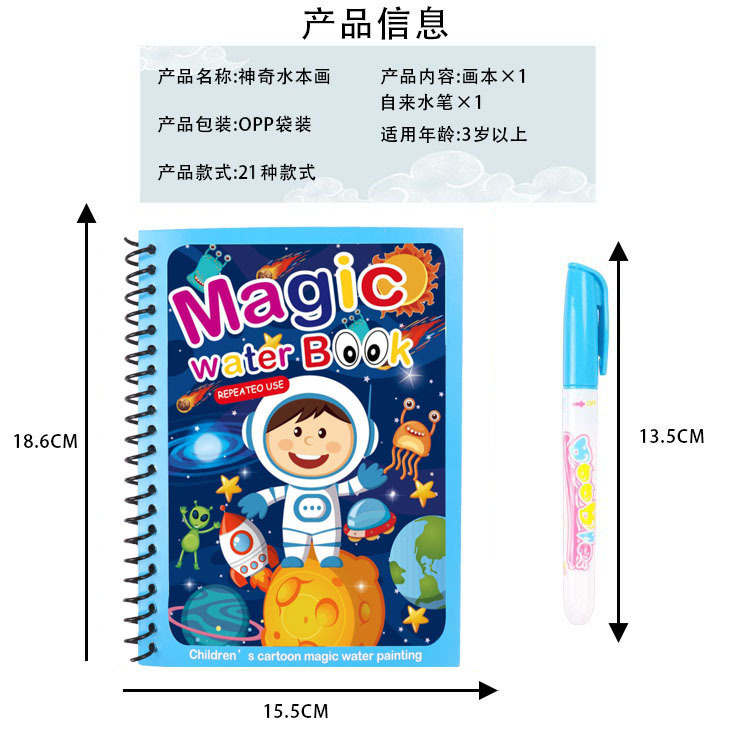 Cross-Border Children's Magic Water Picture Book Repeated Graffiti Puzzle Drawing Book Scene Early Education Perception Matching Quiet Book