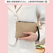 跨境棉麻手拿包女2023新款简约潮流原宿风钱夹包时尚手机零钱包包