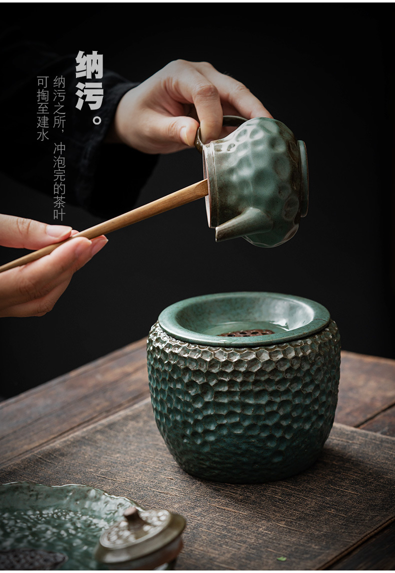 陶瓷茶洗大号家用轻奢高档茶具配件笔洗茶盆茶盂水盂茶渣缸建水