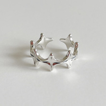 范智乔韩版饰品925纯银复古做旧指环个性首饰时尚不规则星星戒指