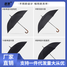 双人雨伞男日系商务英伦复古绅士长柄直杆伞弯把超大号自动伞黑色