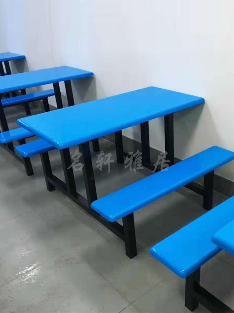H&学校食堂餐桌椅组合4人6人8人学生员工地工厂不锈钢连体饭堂桌