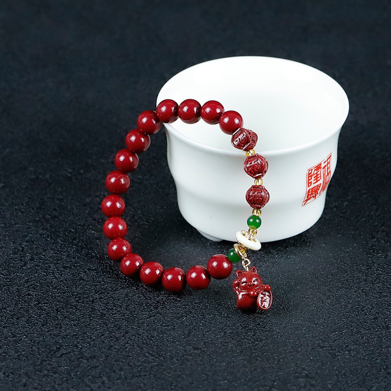 批发原矿石年年有鱼招财猫福袋朱砂手串高含量帝王紫金砂女士手链