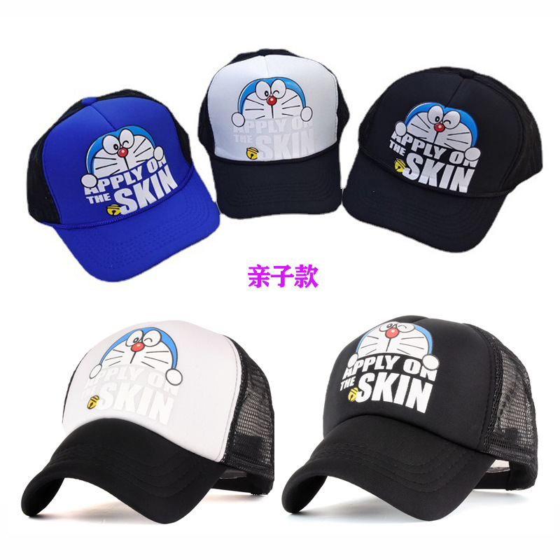 Children's Mesh Cap Doraemon Printed Baseball Cap Parent-Child Peaked Cap Kids Sun Protection Hat Sun Hat Breathable Sun Hat