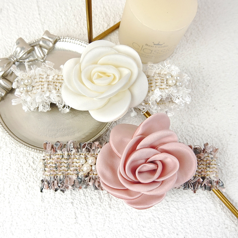 ins新款香槟色玫瑰花大肠发圈皮筋发饰外搭成人女韩版头绳头花