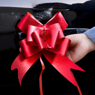 亮晶磨砂红手拉花婚车装饰蝴蝶结彩带糖果盒礼盒绑书丝带开业开学